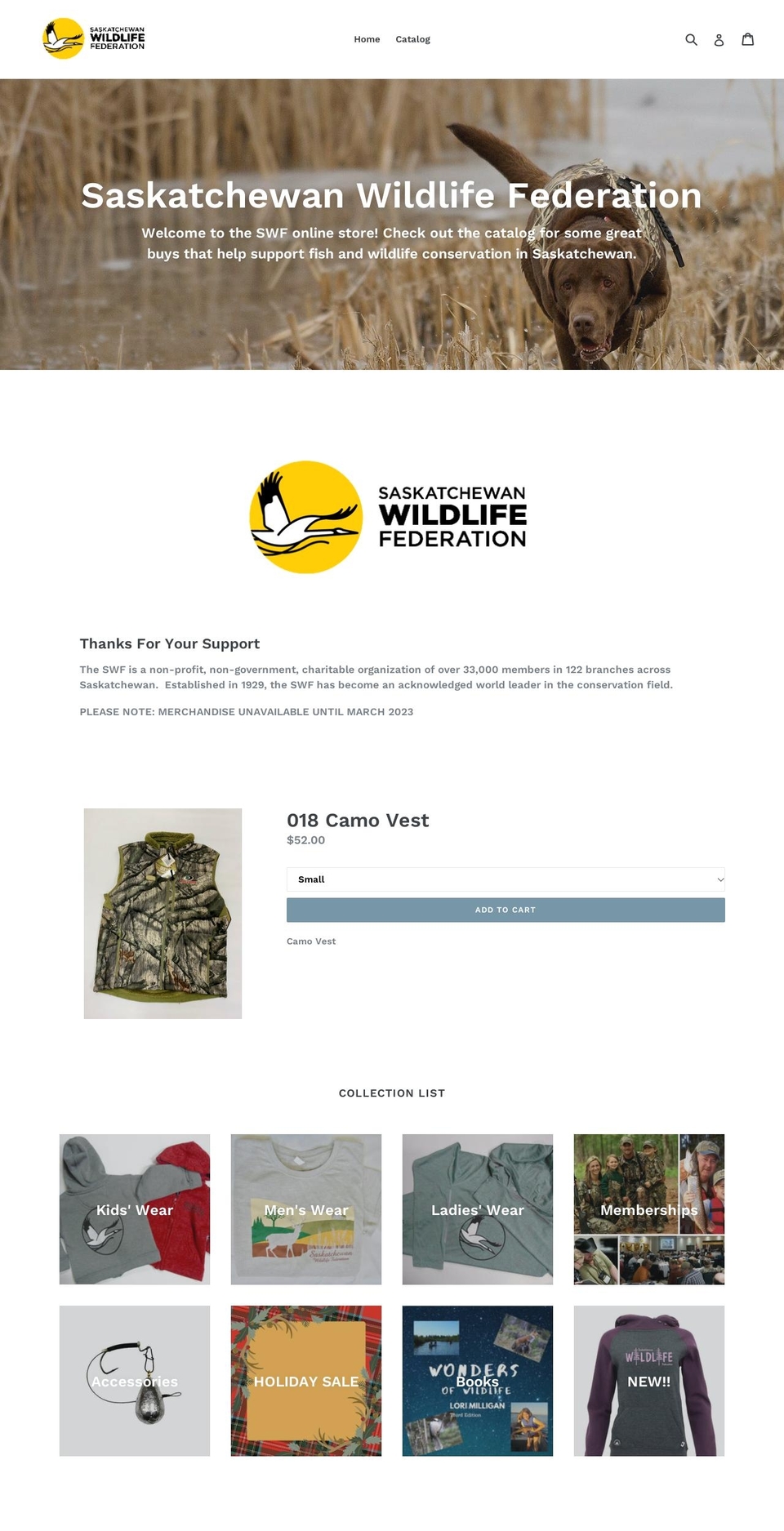 saskatchewan-wildlife-federation.myshopify.com shopify website screenshot