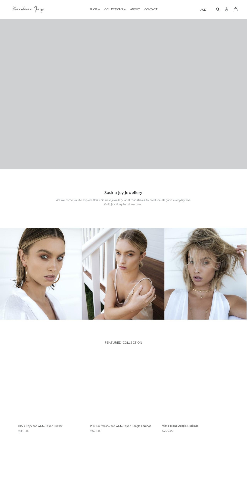 saskiajoy.com — Shopify storefront screenshot