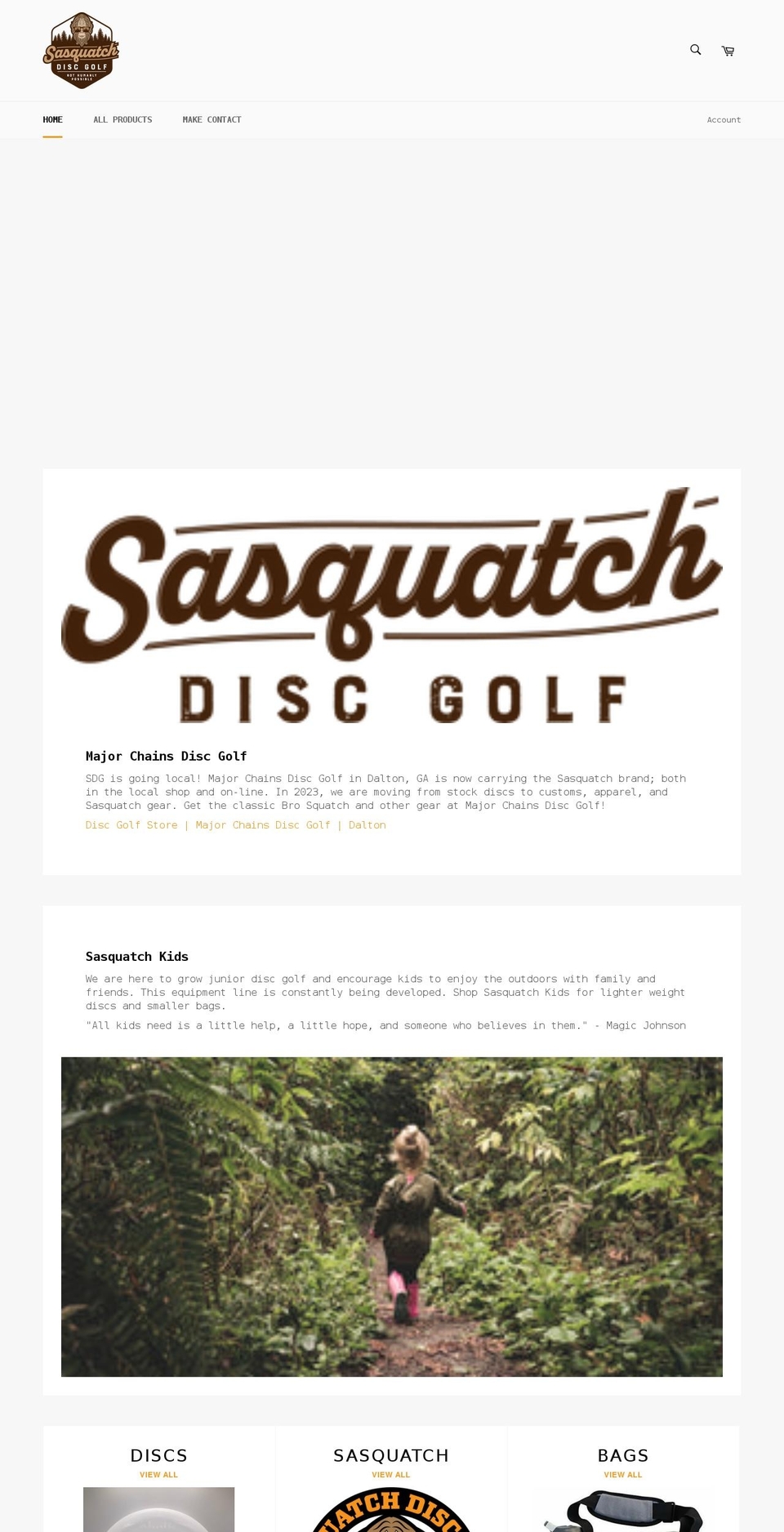 sasquatchdiscgolf.com shopify website screenshot