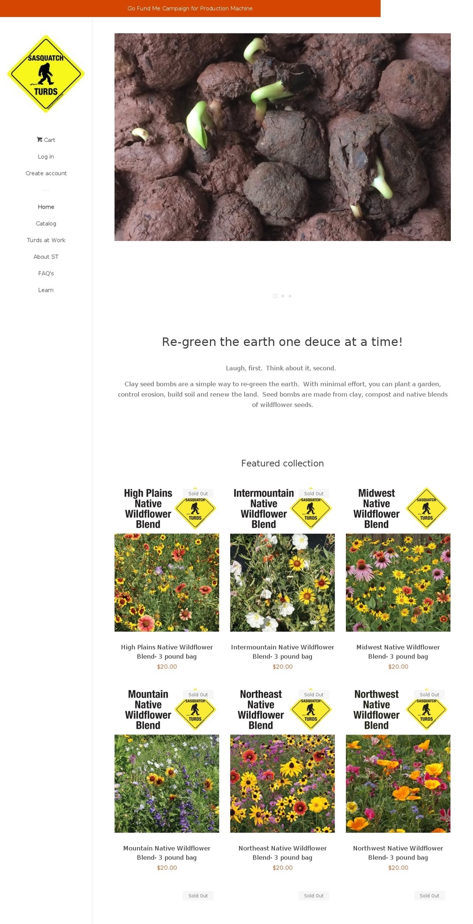 sasquatchturds.net shopify website screenshot