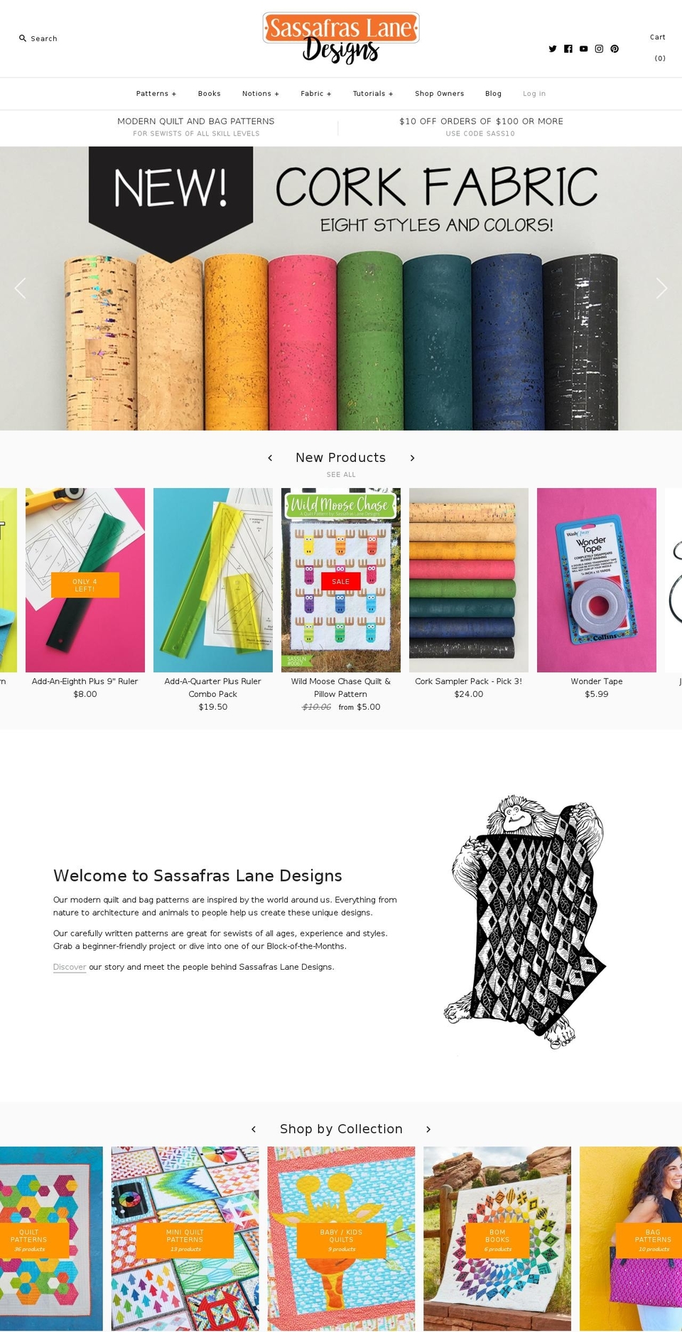 sassafraslane.com — Shopify storefront screenshot