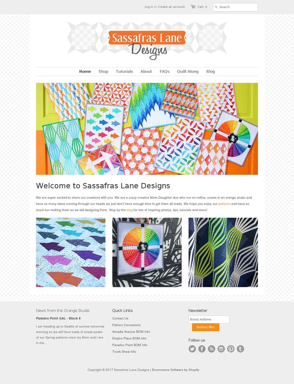 sassafraslanedesigns.com shopify website screenshot