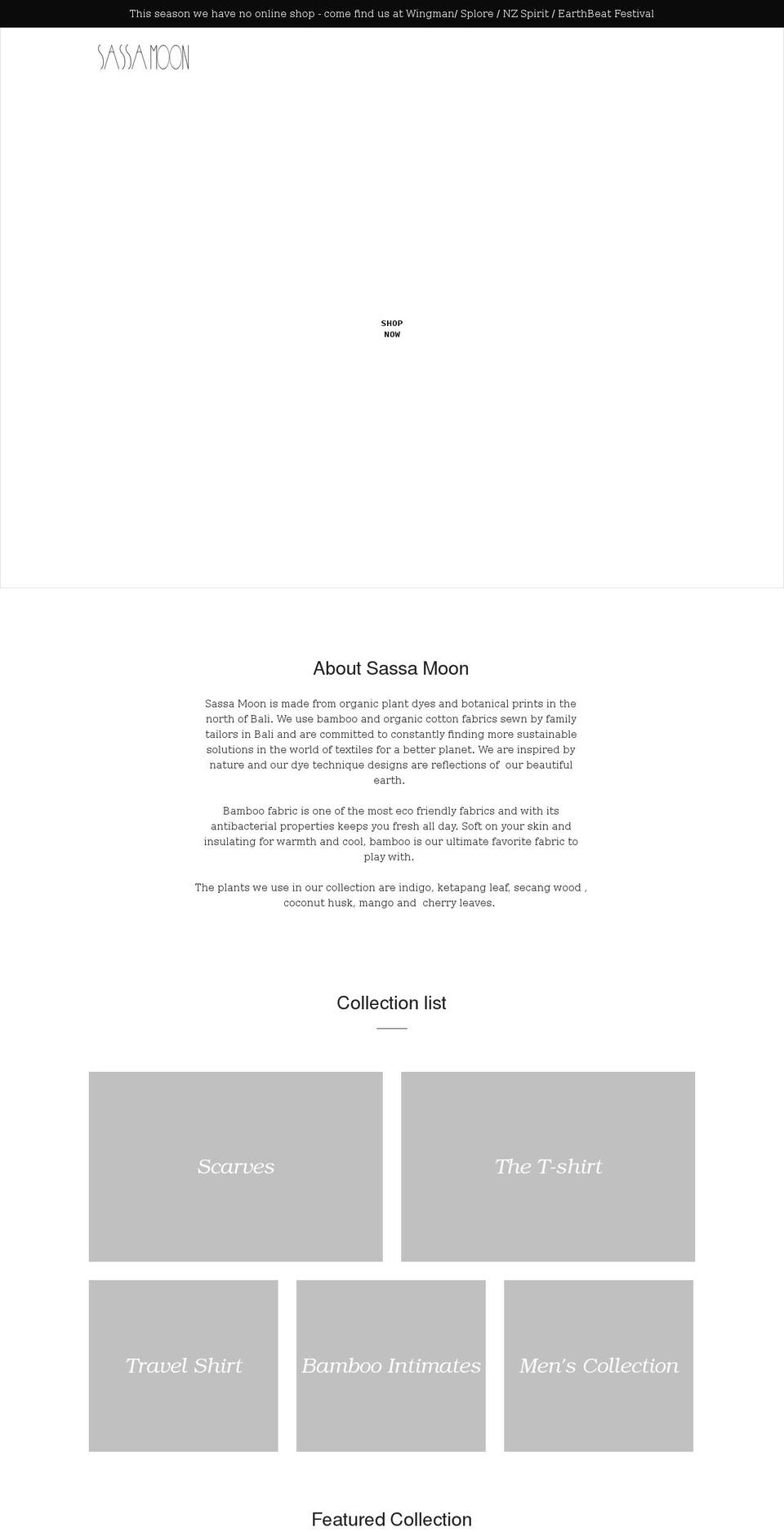 sassamoon.com shopify website screenshot