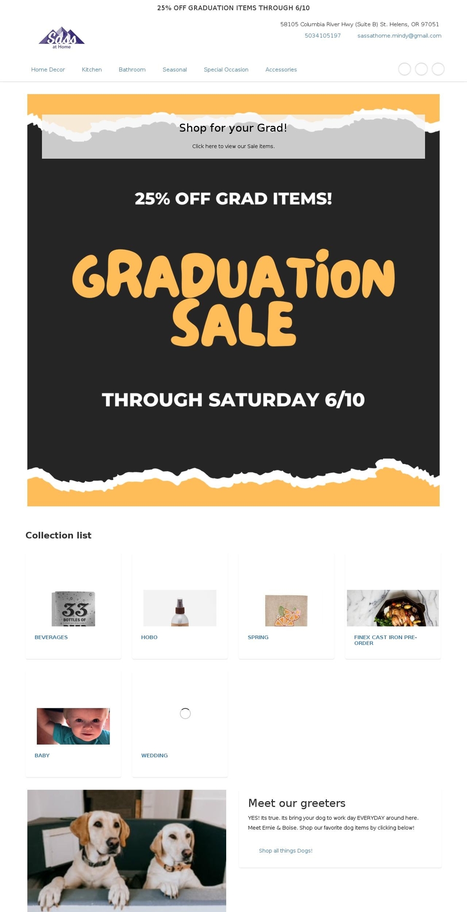 sassathome.com shopify website screenshot