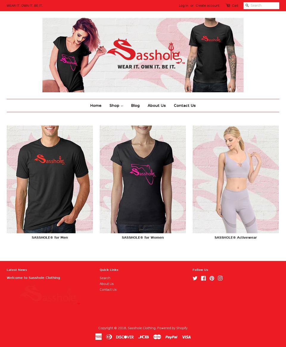 sassholeclothing.com shopify website screenshot