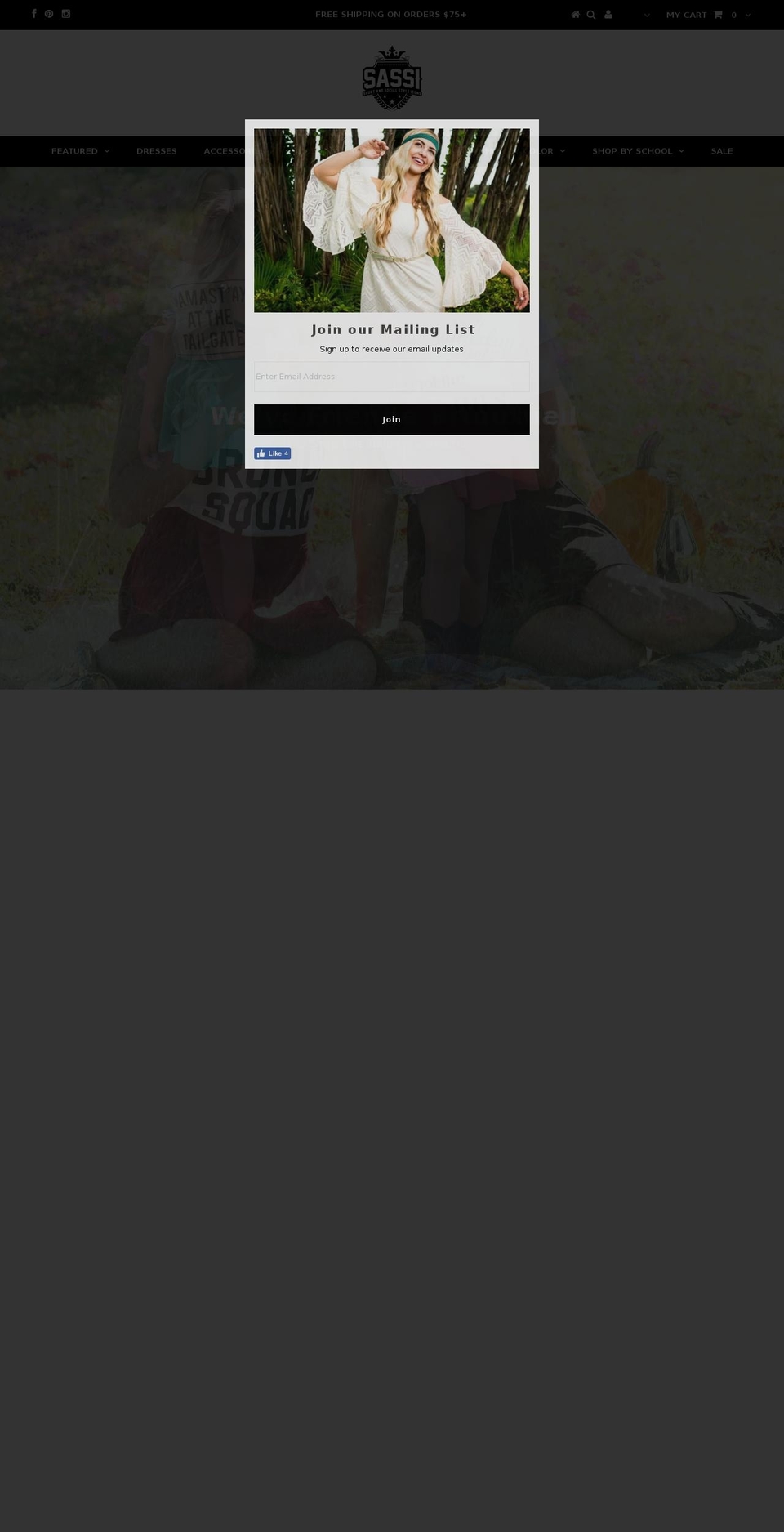 sassiapparel.com — Shopify storefront screenshot