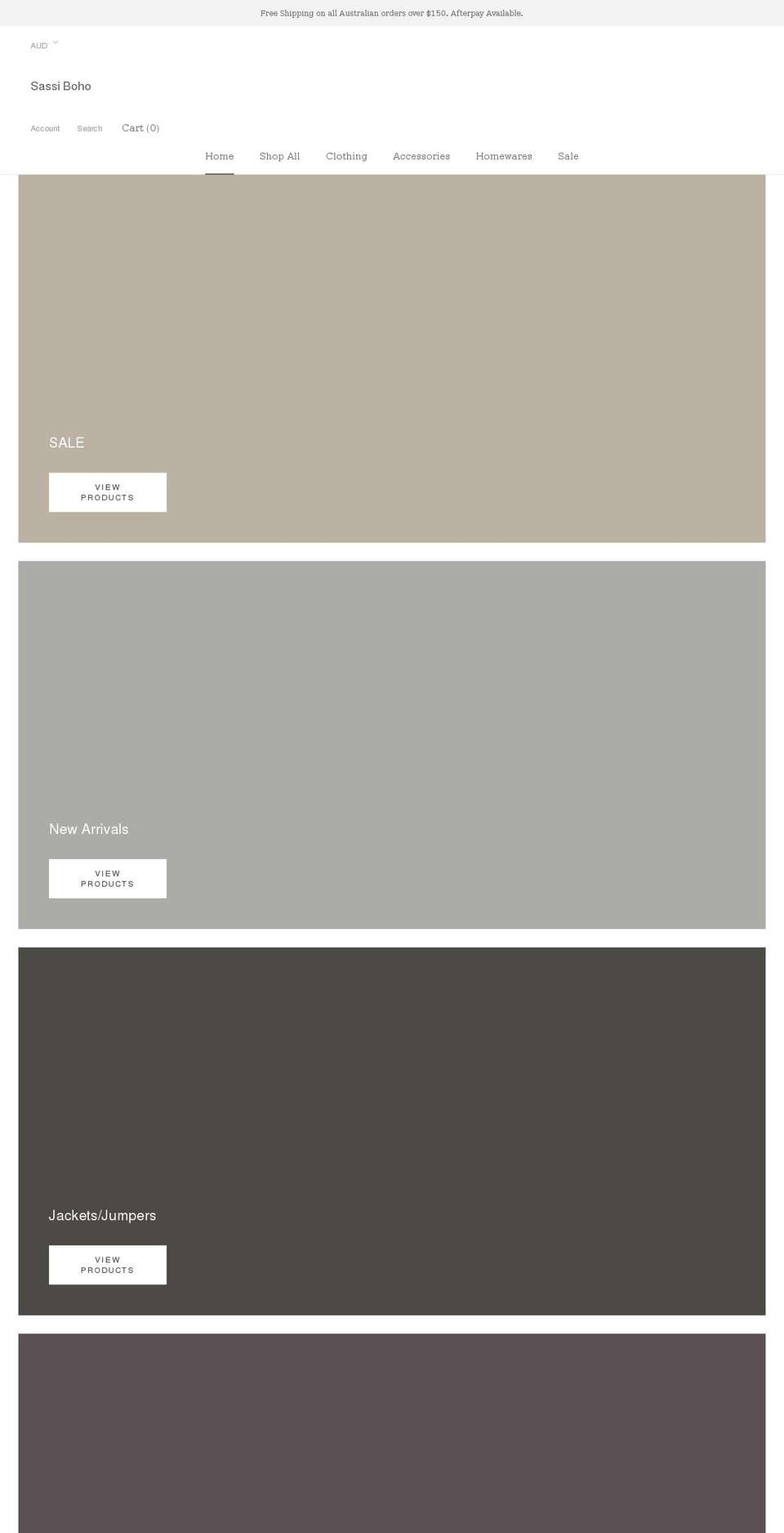 sassiboho.com shopify website screenshot