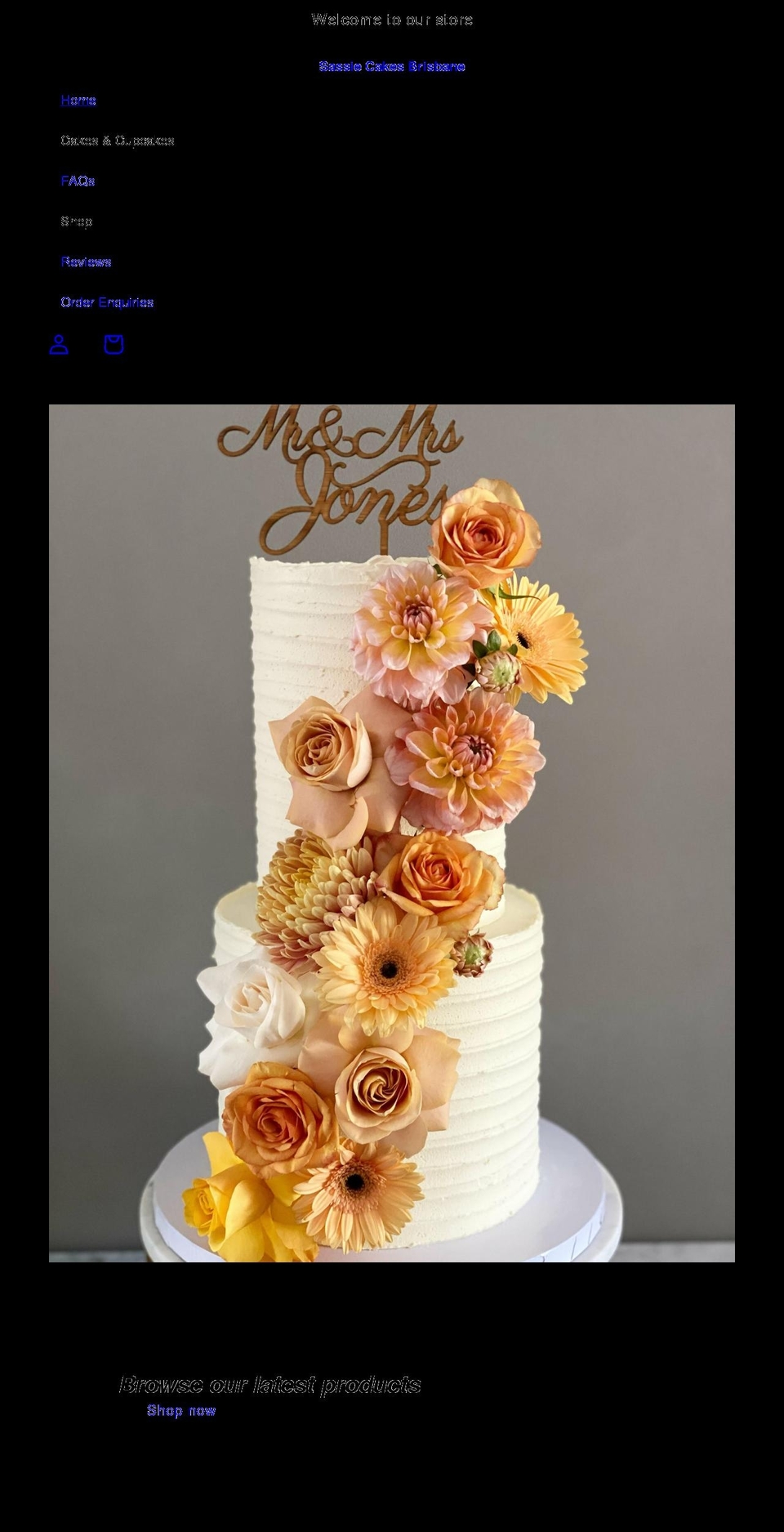 sassiecakes.com.au shopify website screenshot