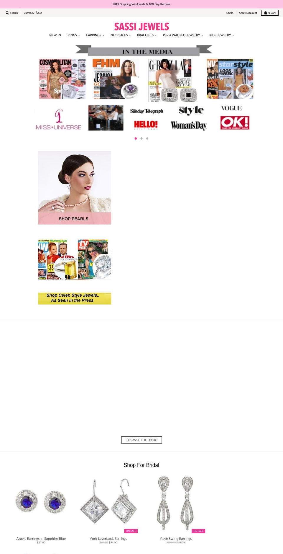 sassijewels.com — Shopify storefront screenshot