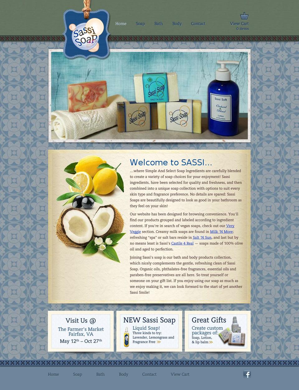 sassisoap.com shopify website screenshot