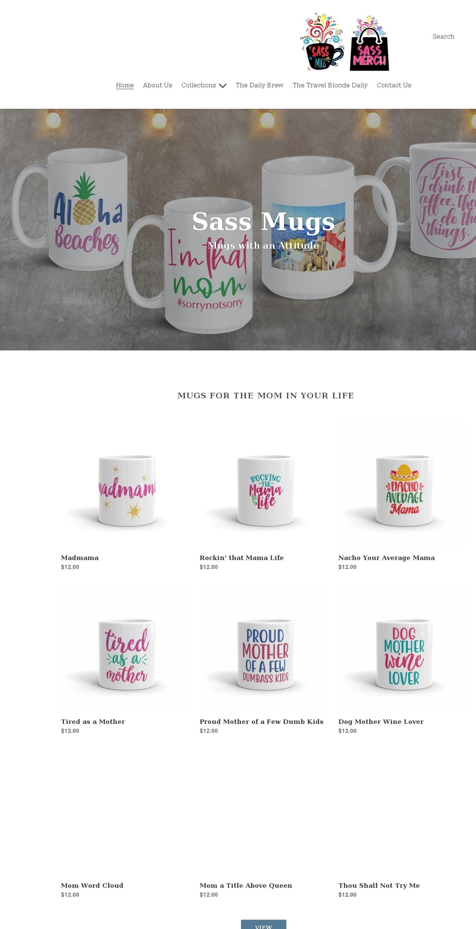 sassmugs.com shopify website screenshot