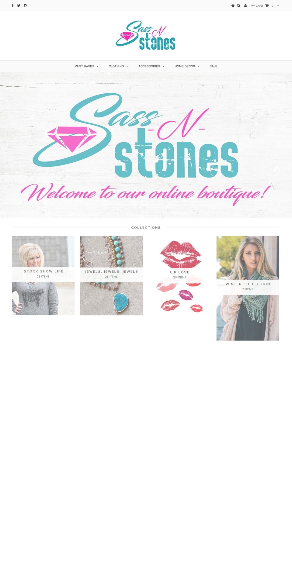 sassnstones.com shopify website screenshot