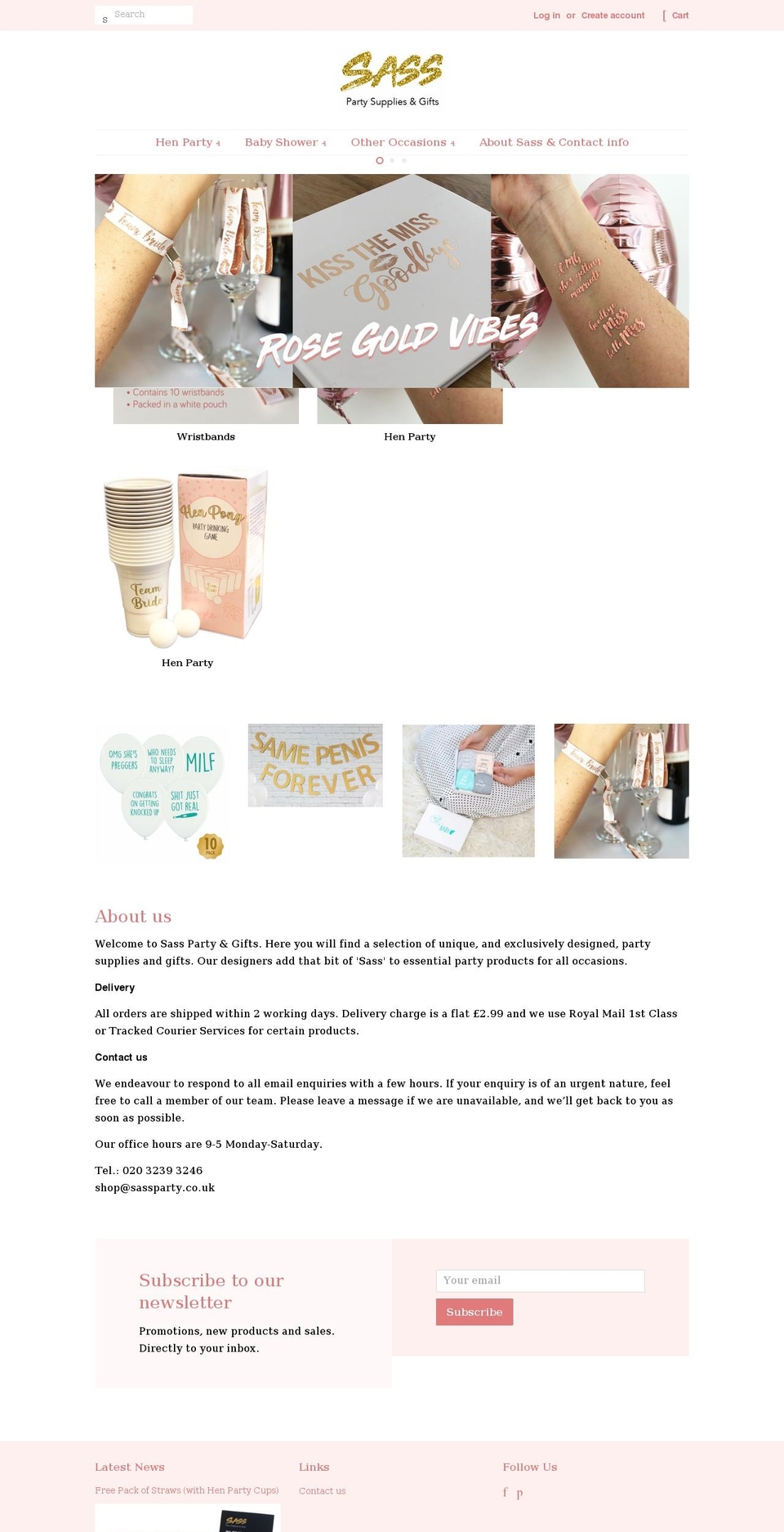 sassparty.co.uk shopify website screenshot
