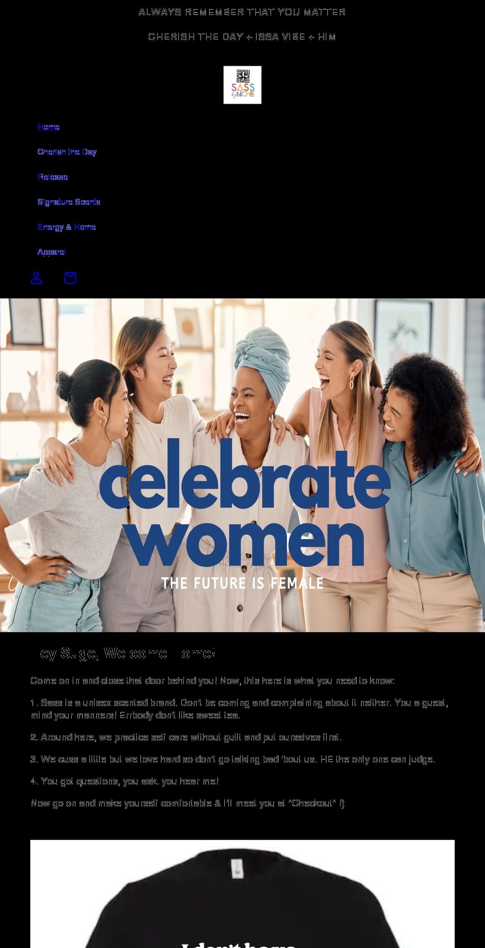 sasspirations.com shopify website screenshot