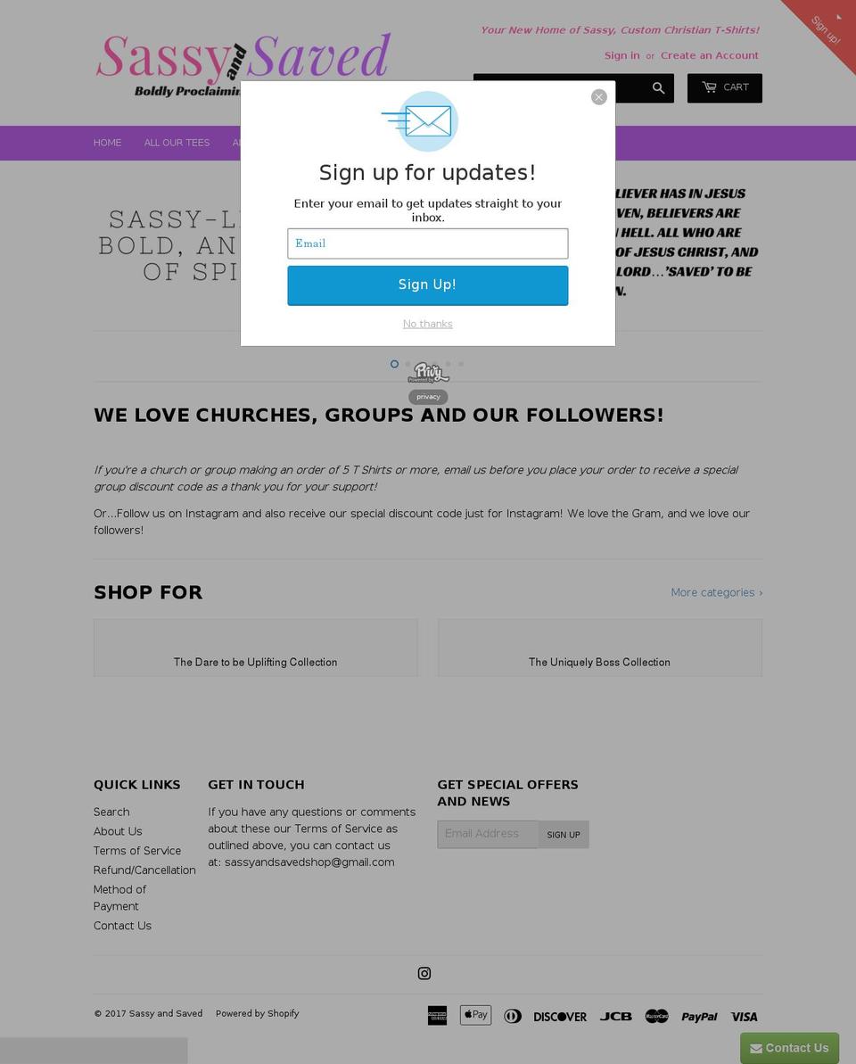 sassyandsaved.com shopify website screenshot