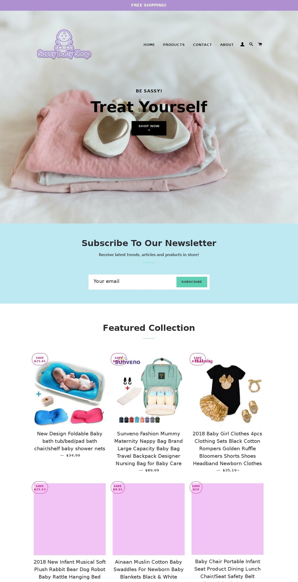 sassybabyshop.com — Shopify storefront screenshot