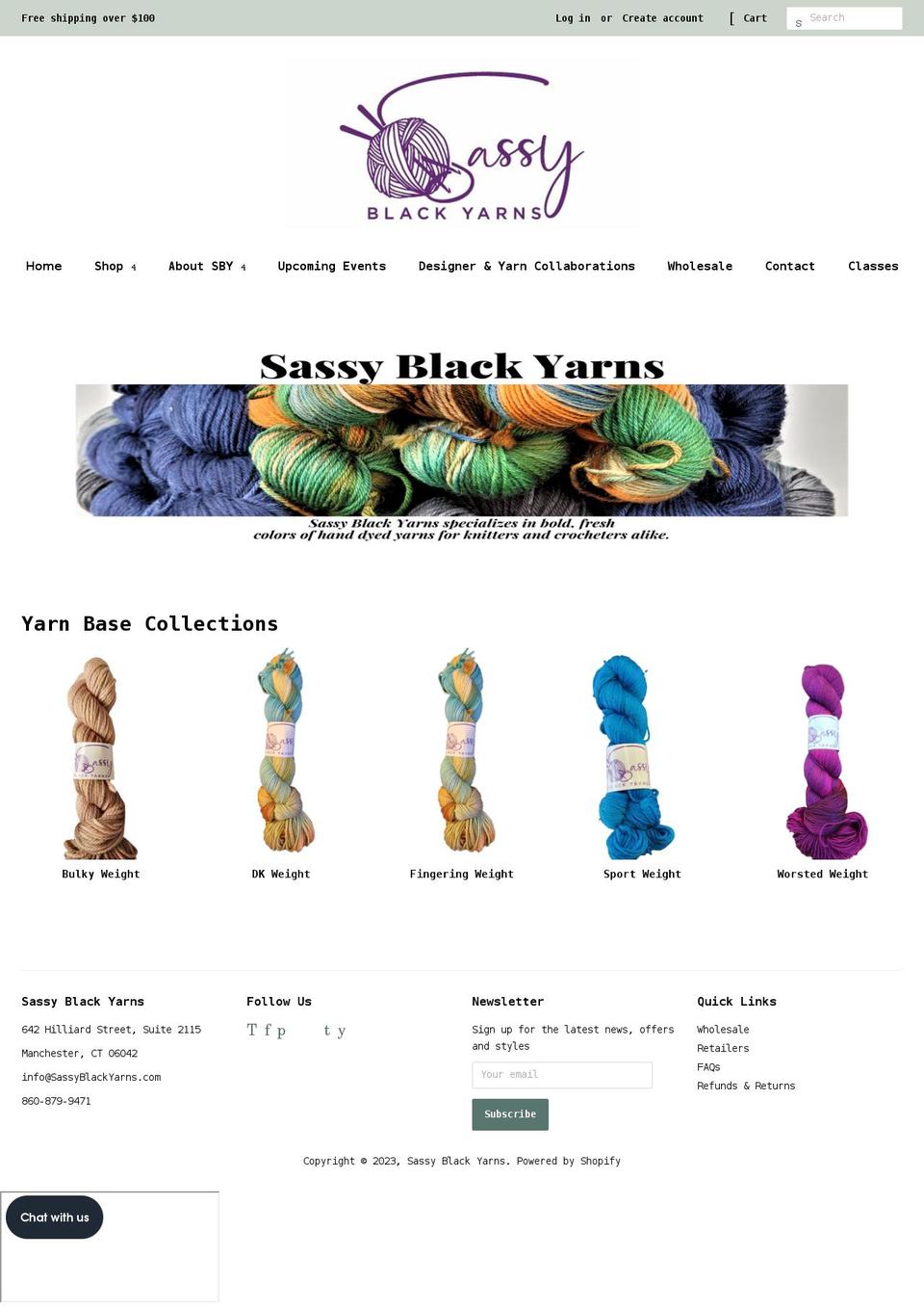 sassyblackyarns.com shopify website screenshot