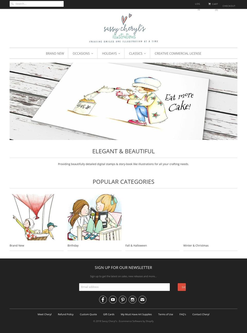 sassycherylsillustration.com — Shopify storefront screenshot