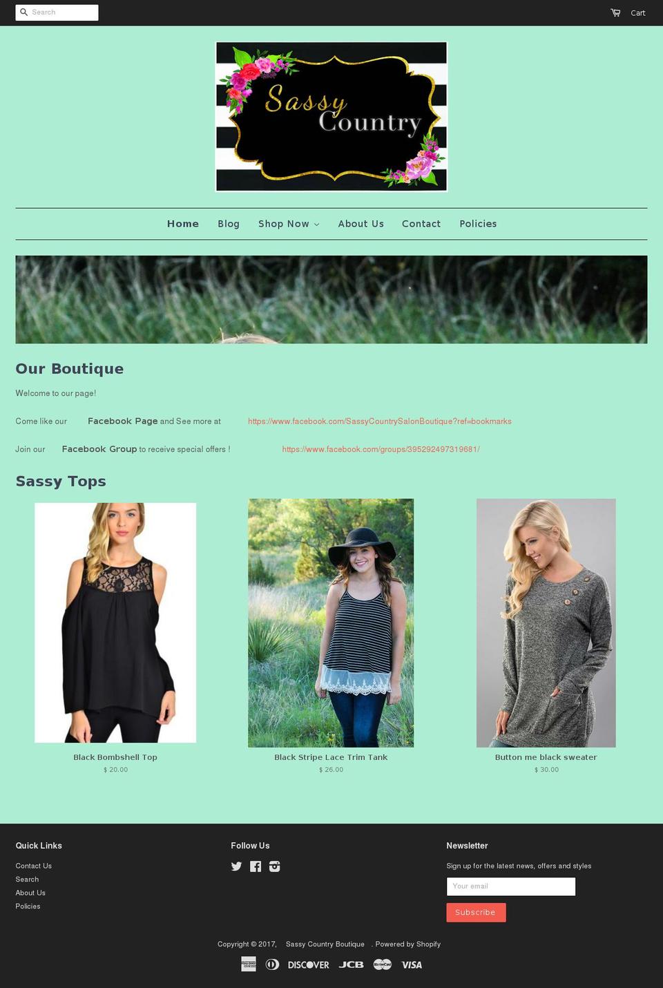sassycountry.com shopify website screenshot