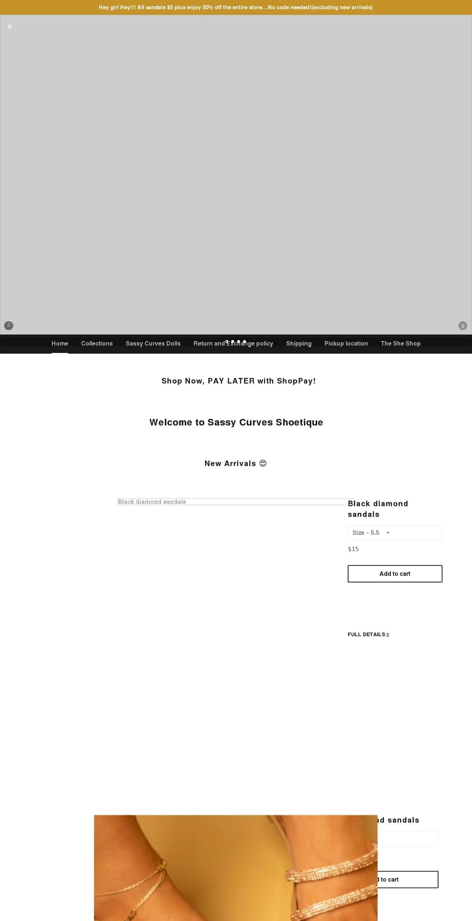 sassycurvesshoetique.com shopify website screenshot