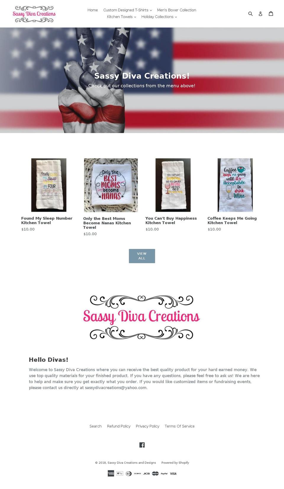 sassydivacreations.com shopify website screenshot