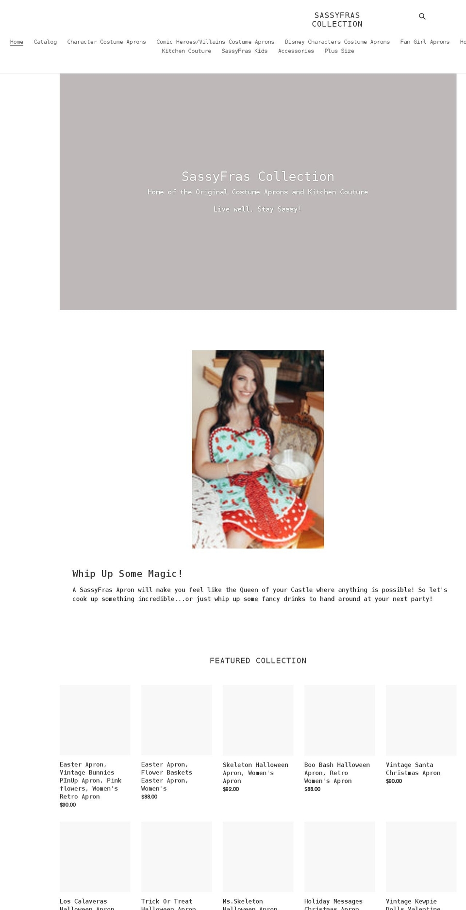 sassyfrascollection.com shopify website screenshot
