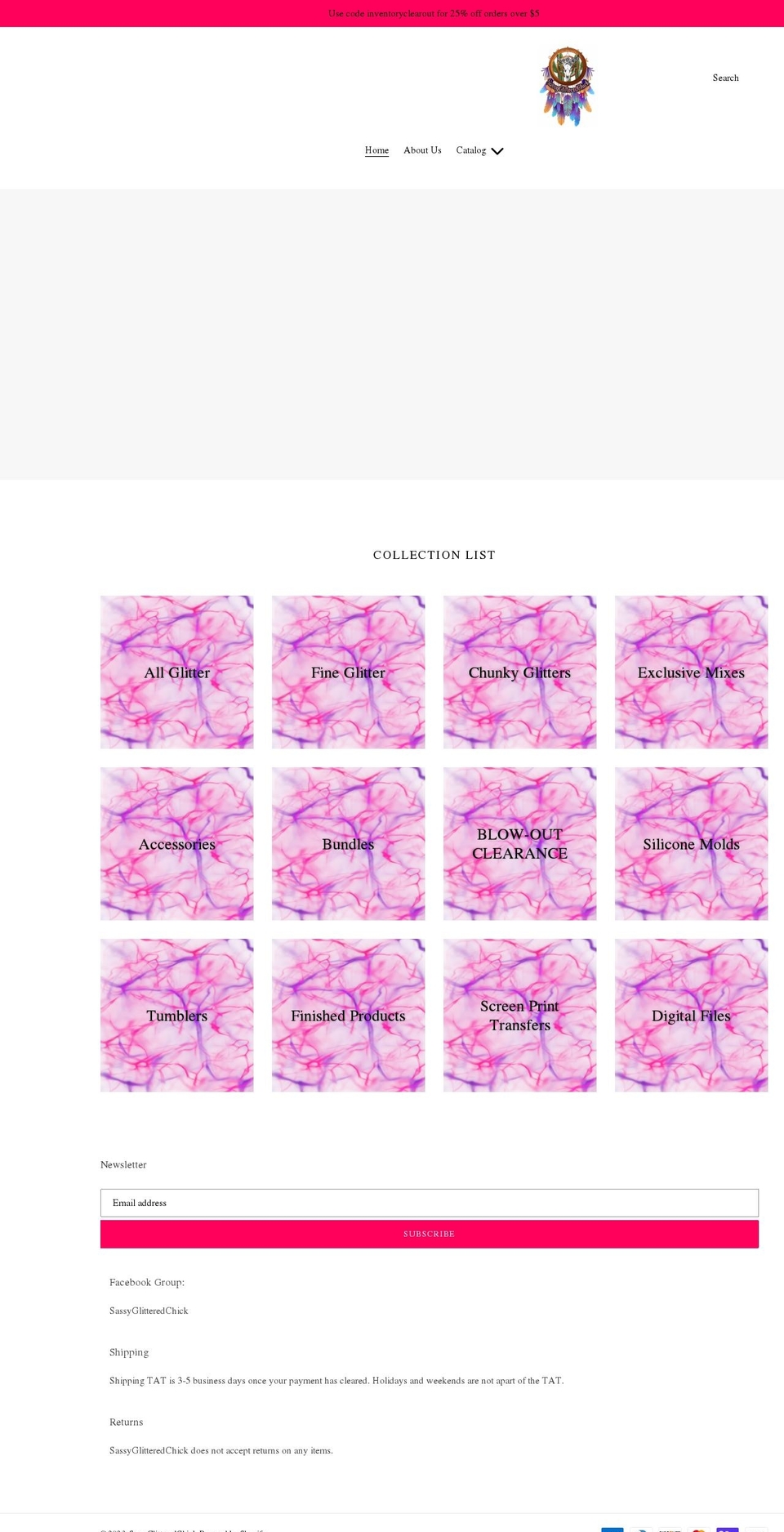 sassyglitteredchick.com shopify website screenshot