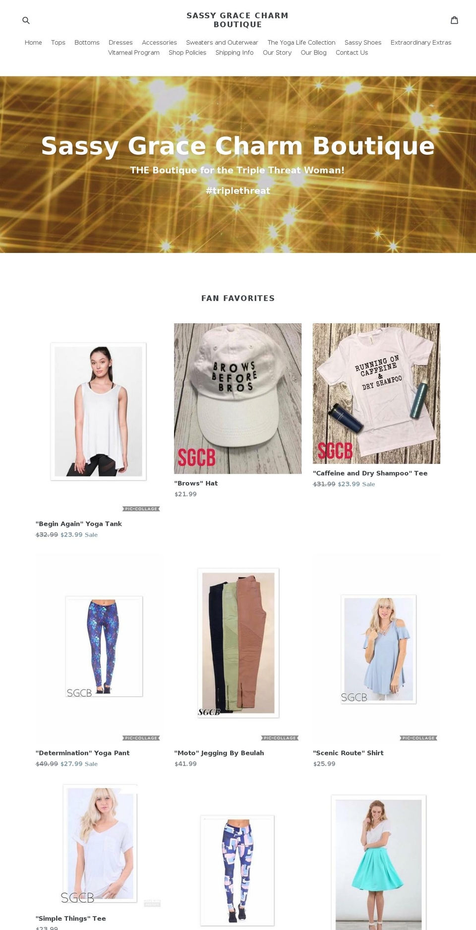 sassygracecharm.com shopify website screenshot