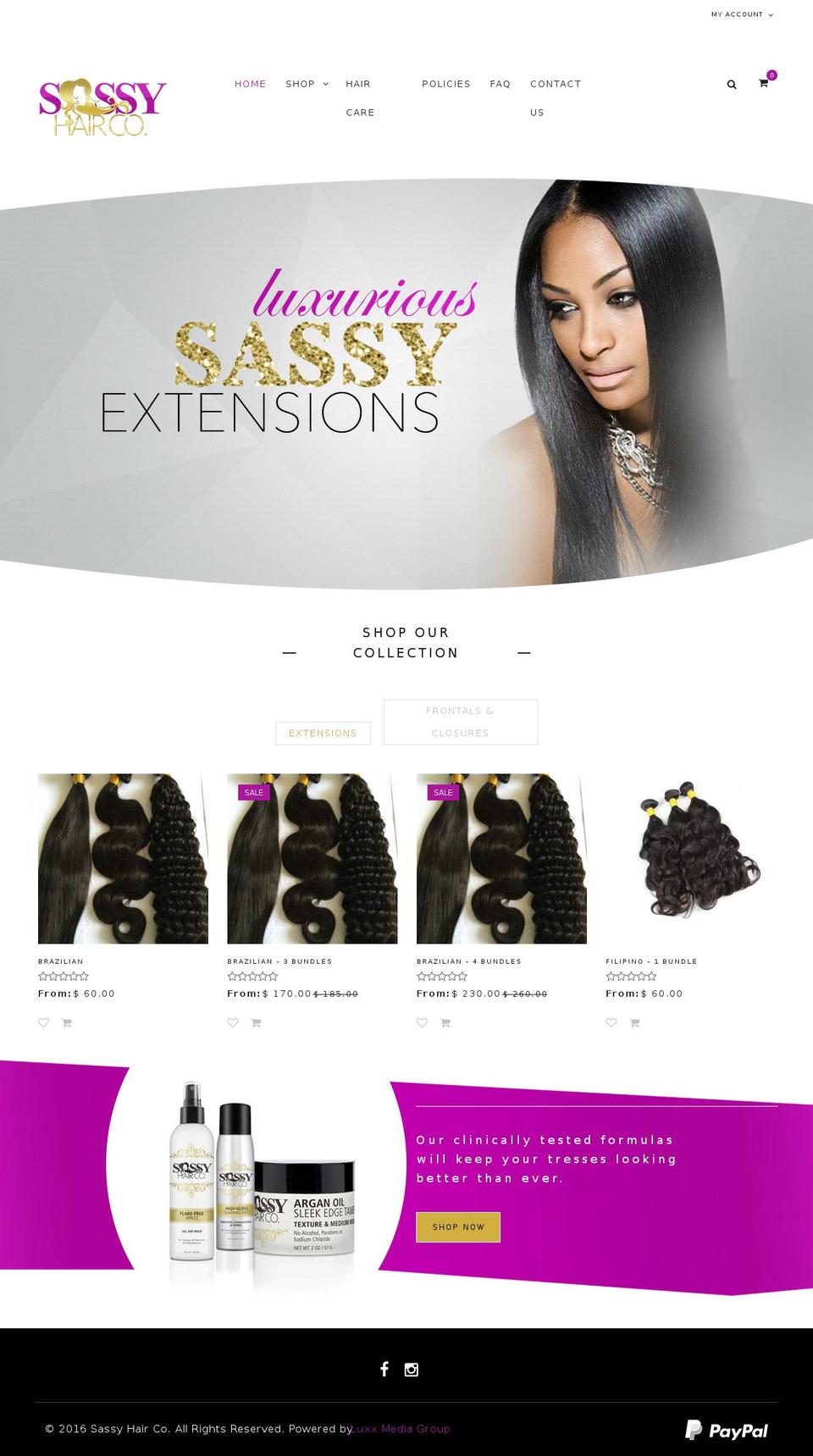sassyhairco.com shopify website screenshot