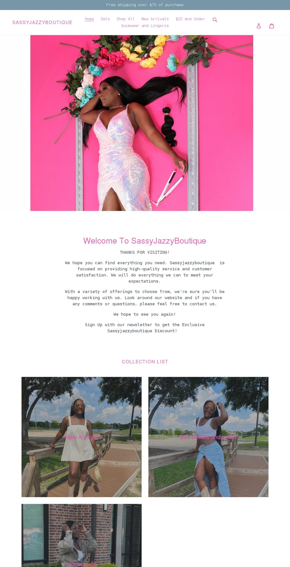 sassyjazzyboutique.com shopify website screenshot