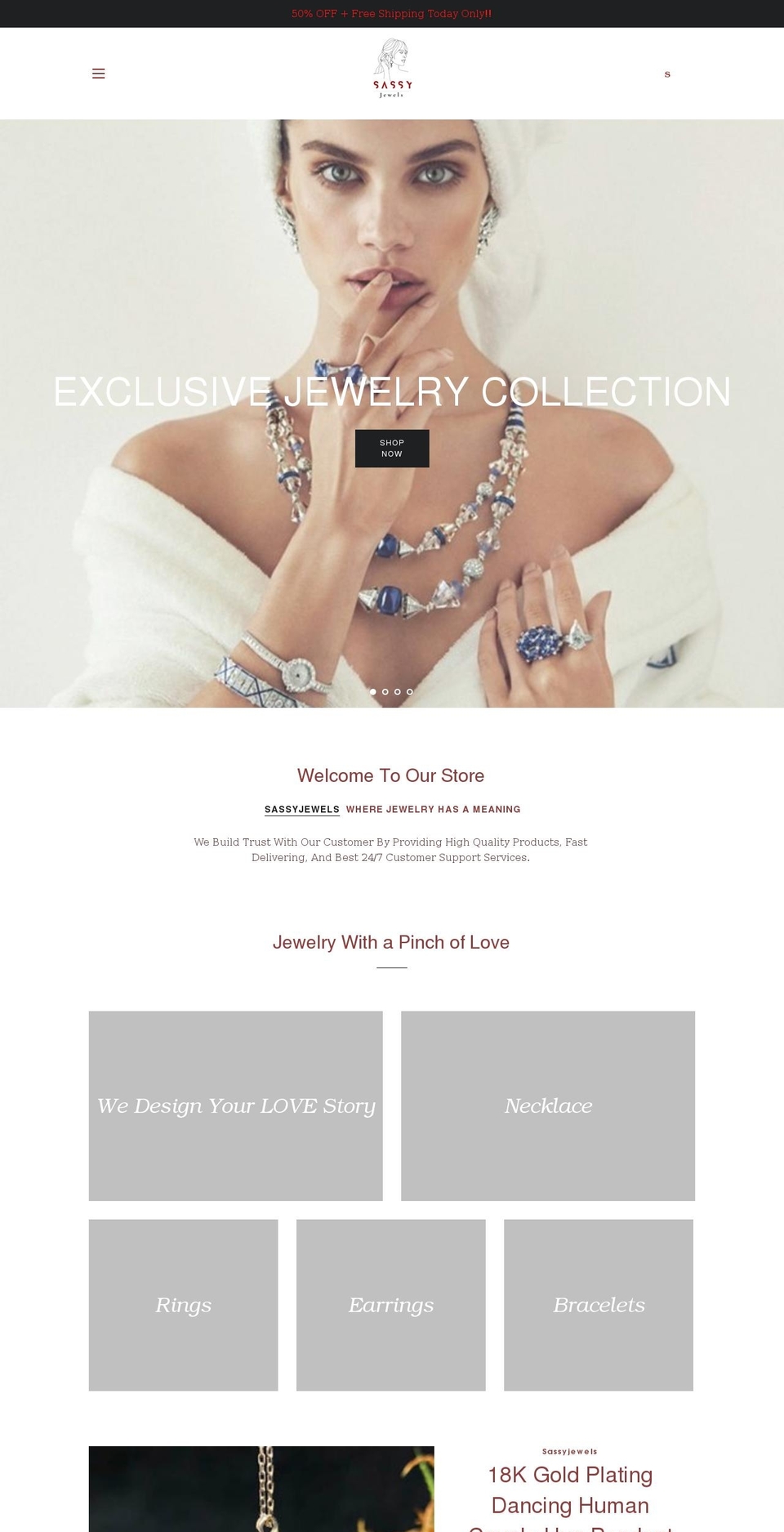 sassyjewels.co shopify website screenshot