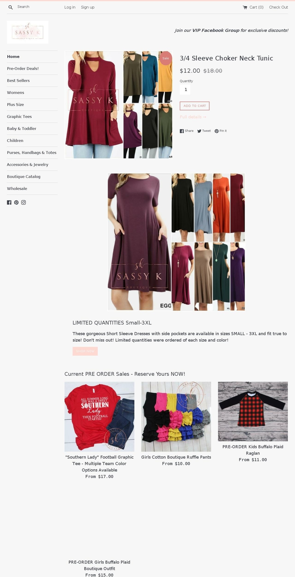 sassykboutique.com — Shopify storefront screenshot