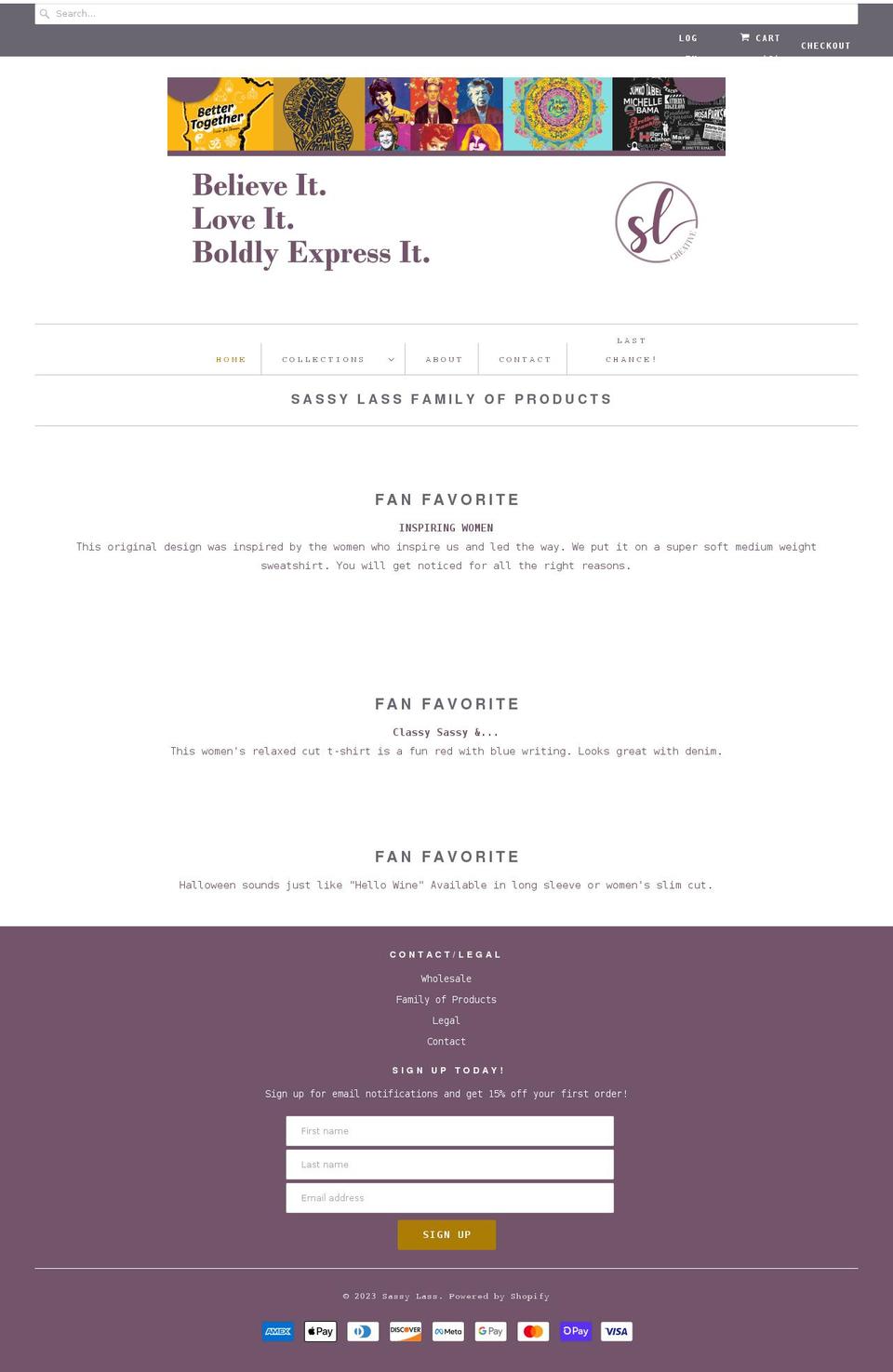 sassylasscreative.com shopify website screenshot