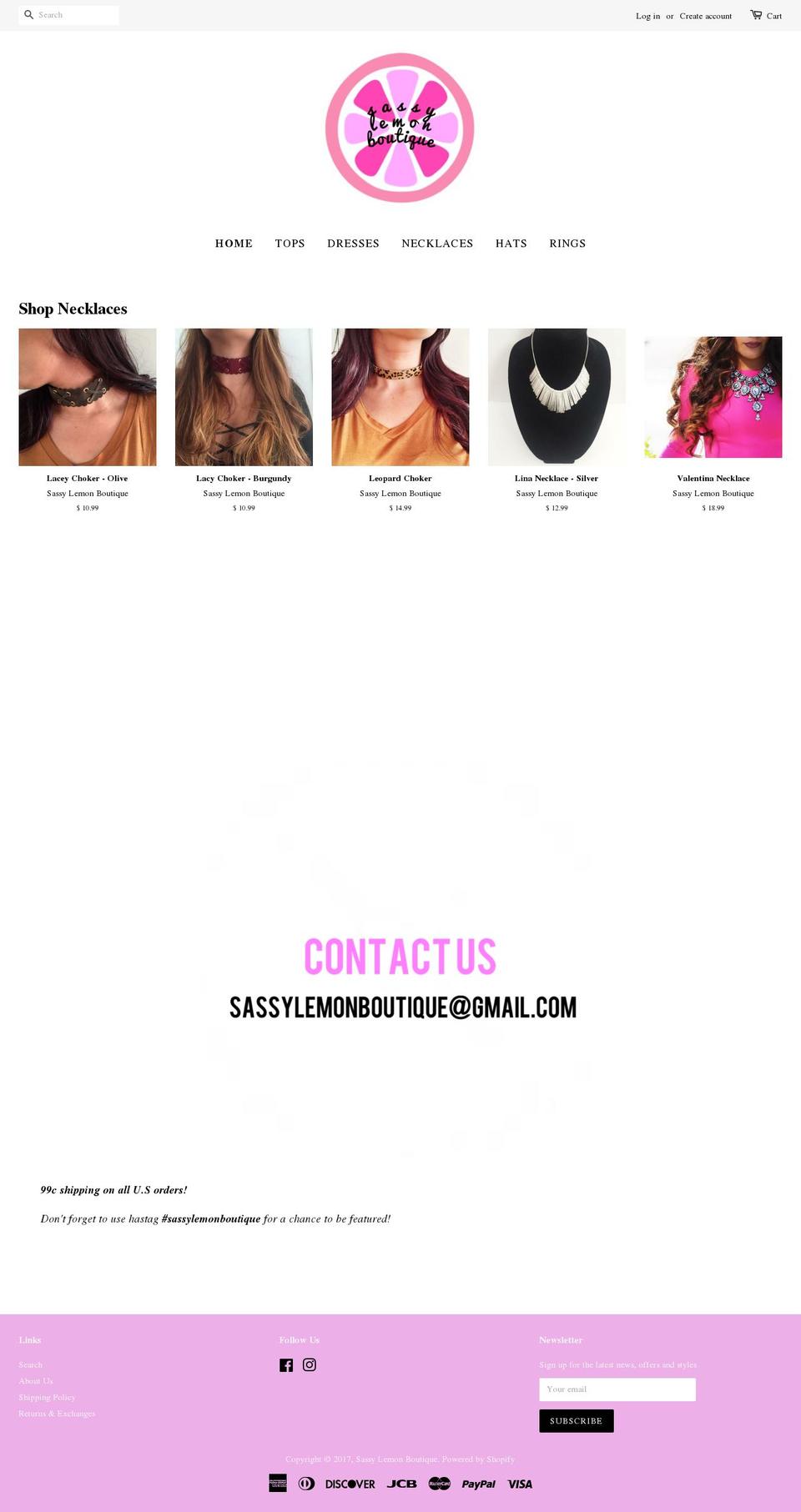 sassylemonboutique.com shopify website screenshot