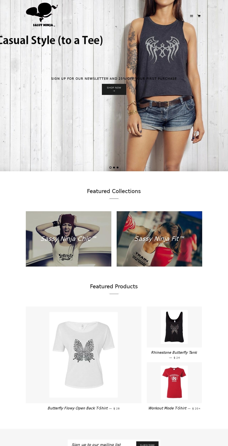 sassyninja.com shopify website screenshot