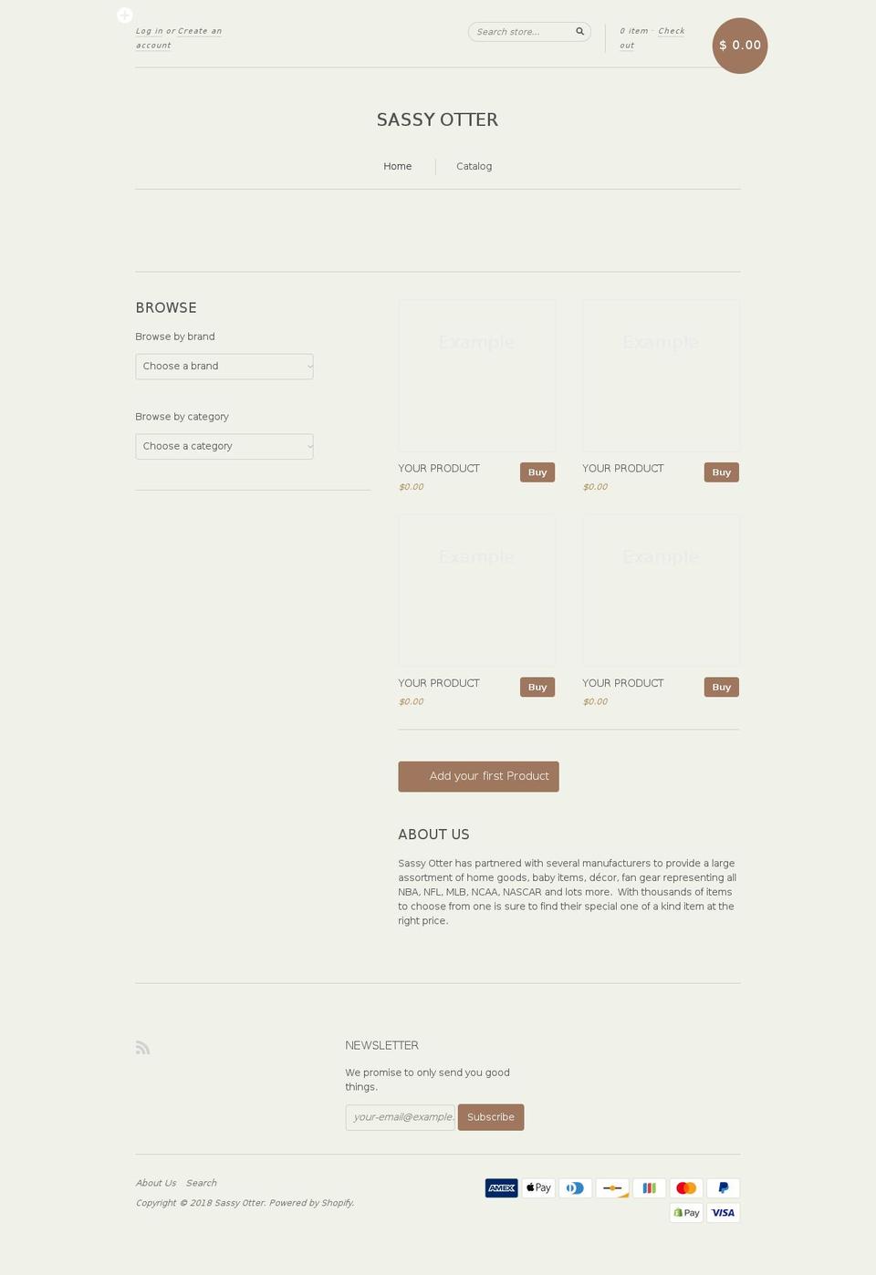 sassyotter.com shopify website screenshot