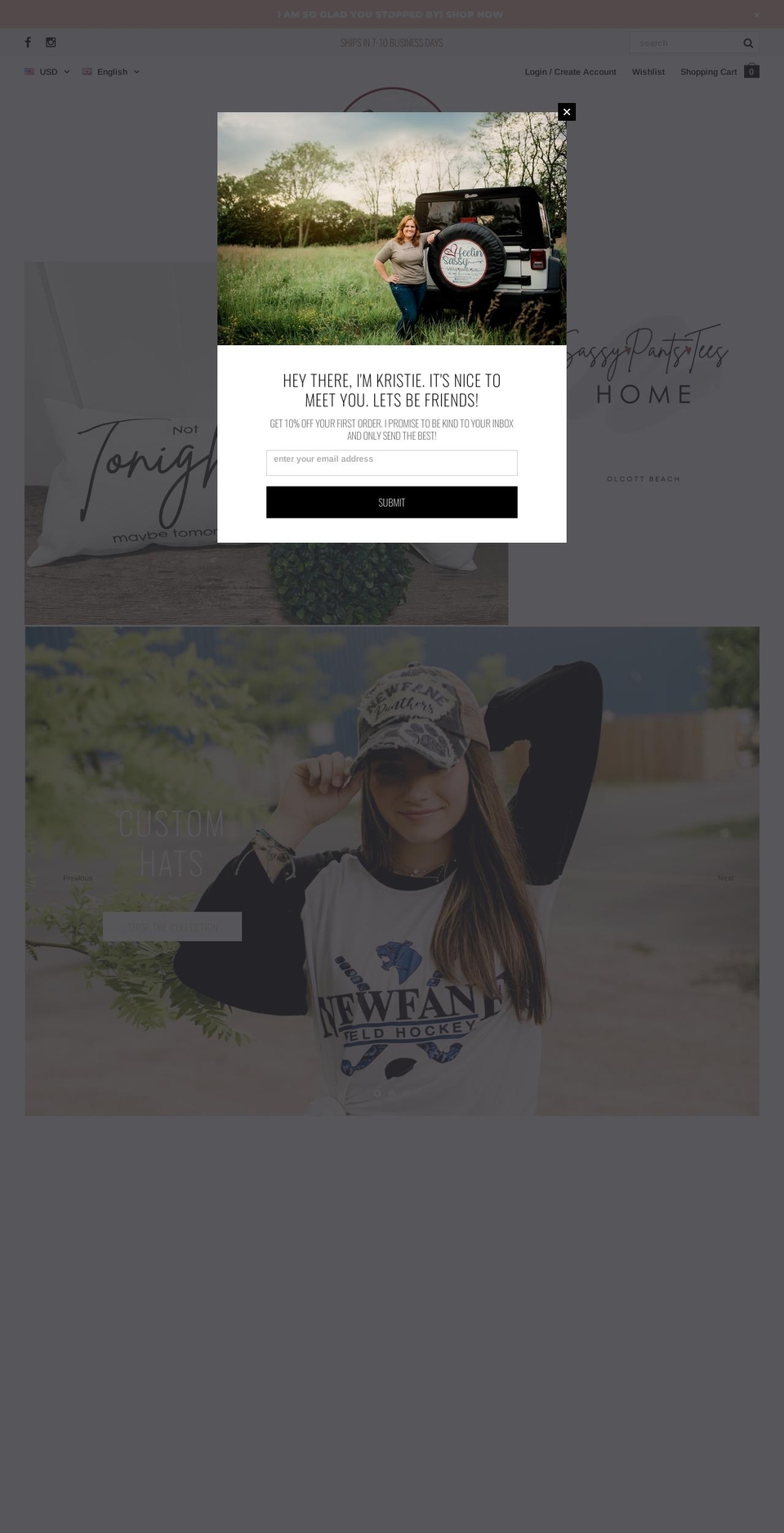 sassypantstees.com shopify website screenshot