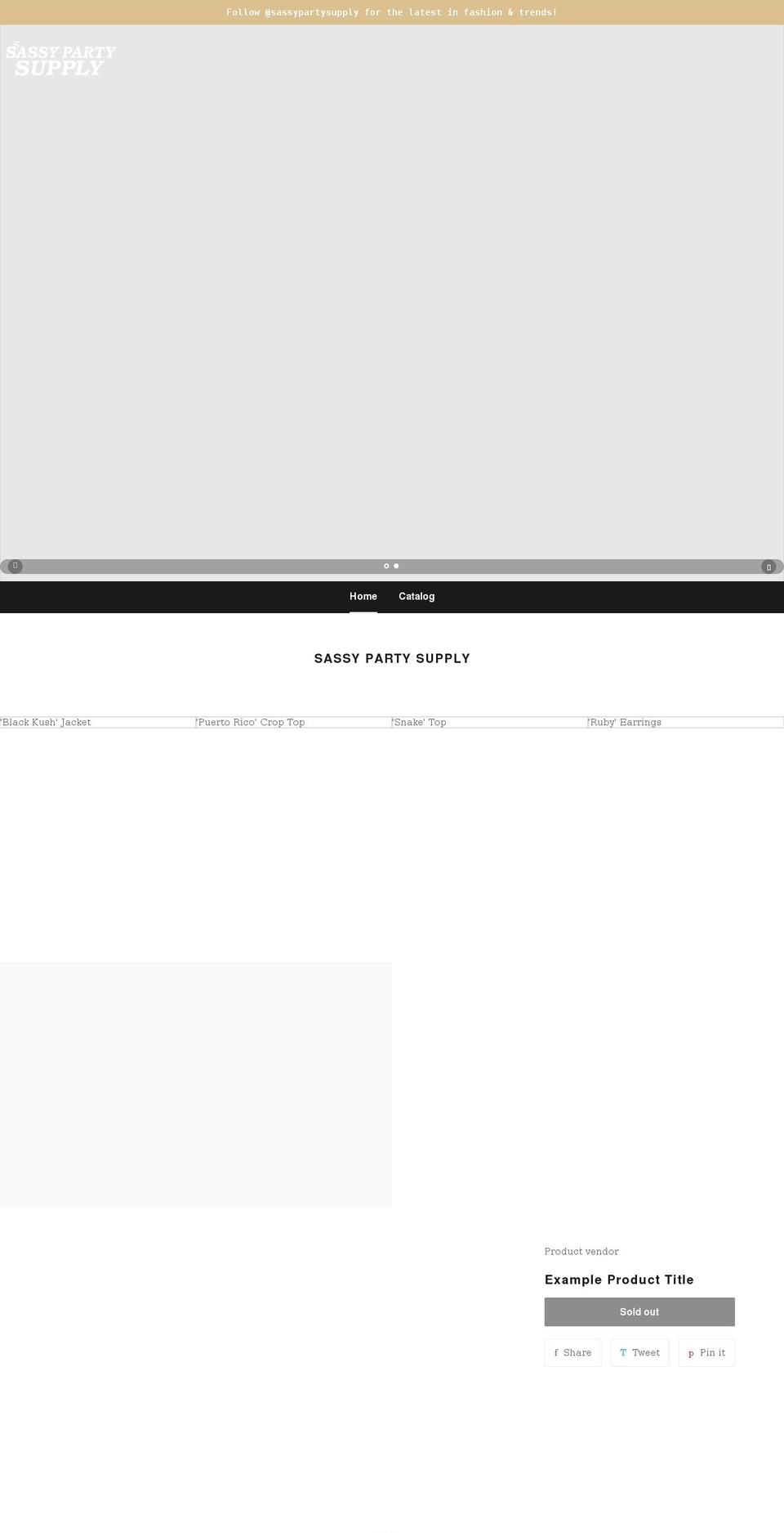 sassypartysupply.com shopify website screenshot