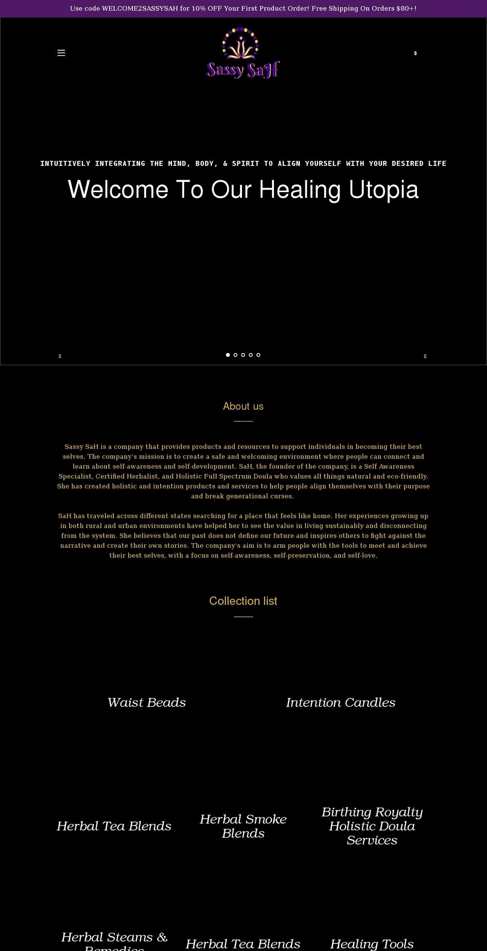 sassysahllc.com shopify website screenshot