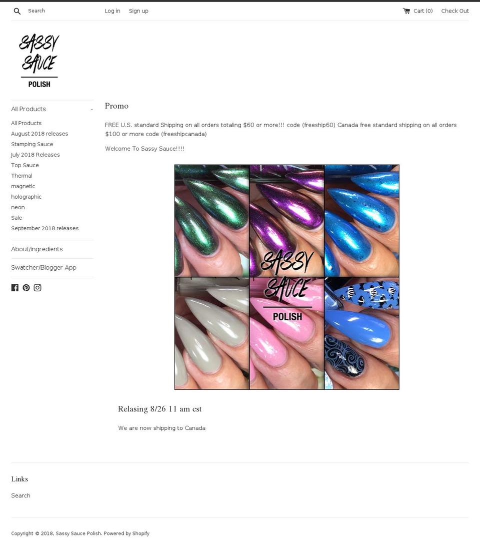 sassysaucepolish.com — Shopify storefront screenshot