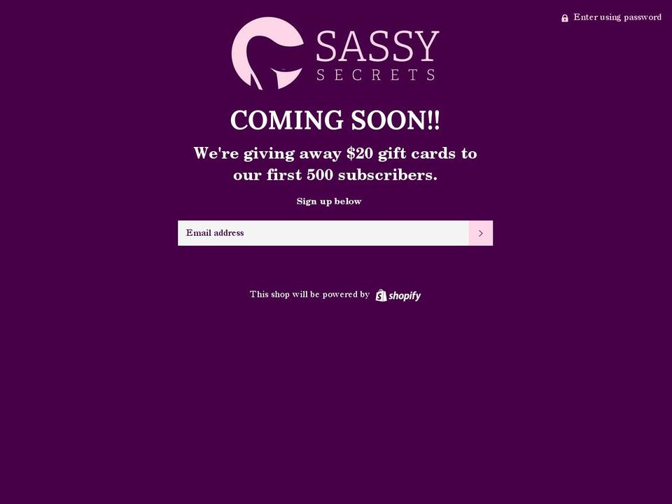 sassysecrets.com.au shopify website screenshot