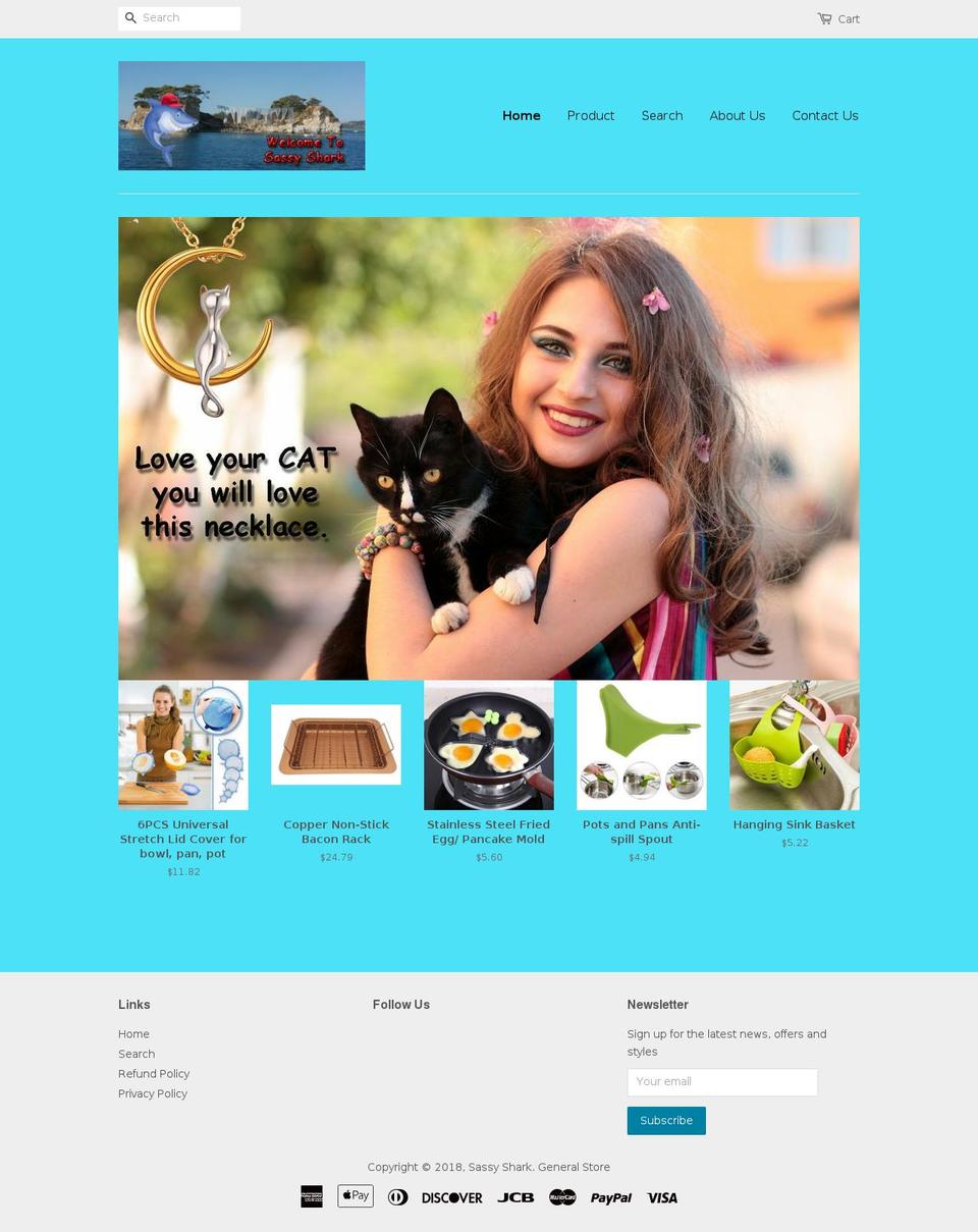 sassyshark.com — Shopify storefront screenshot