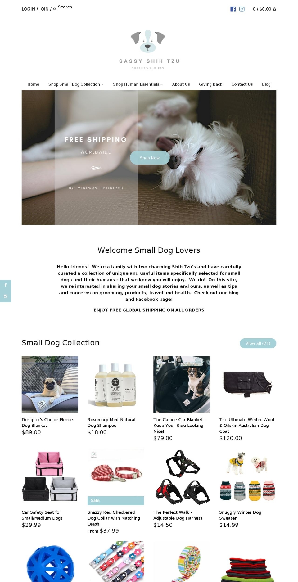 sassyshihtzu.com — Shopify storefront screenshot