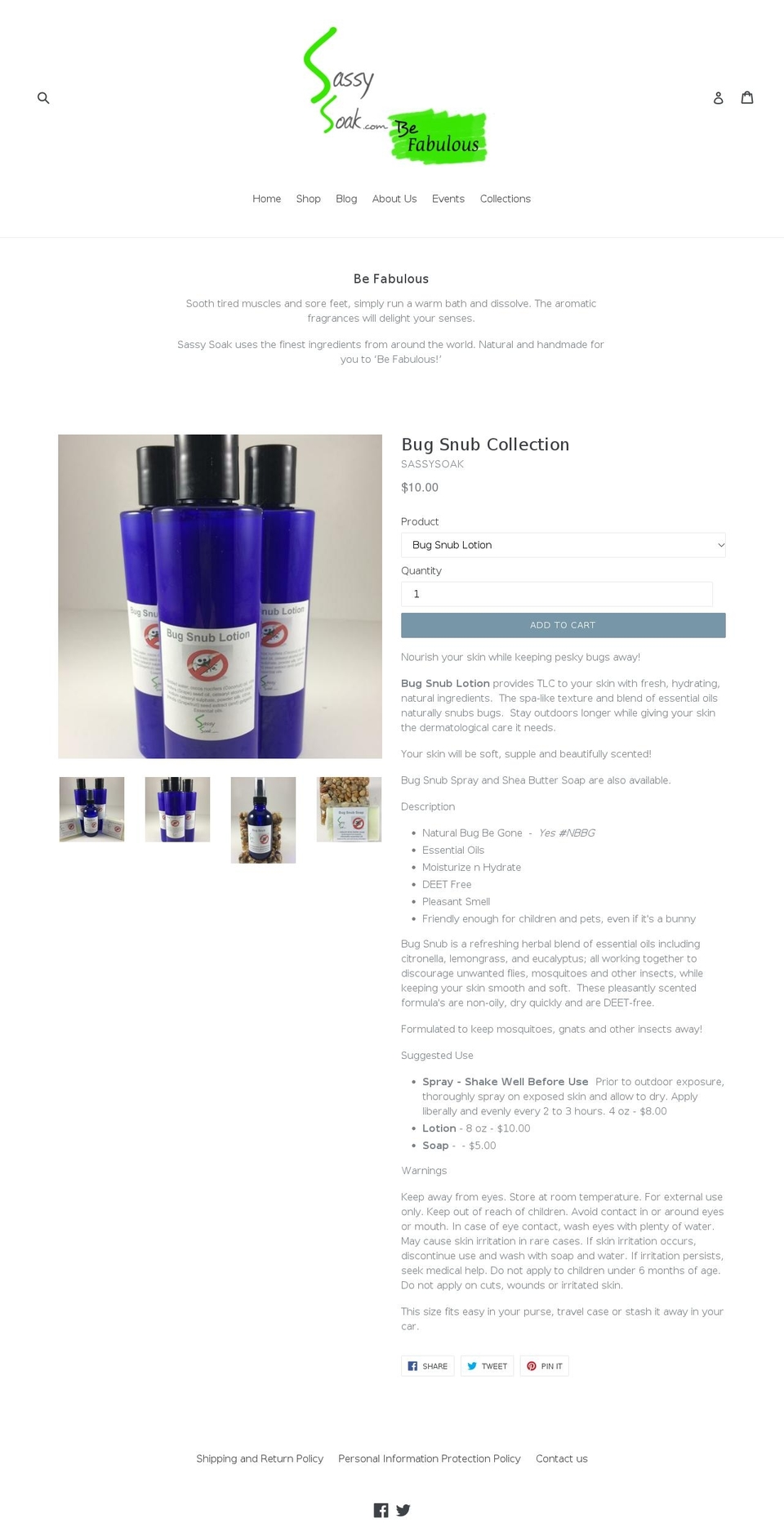 sassysoak.com shopify website screenshot