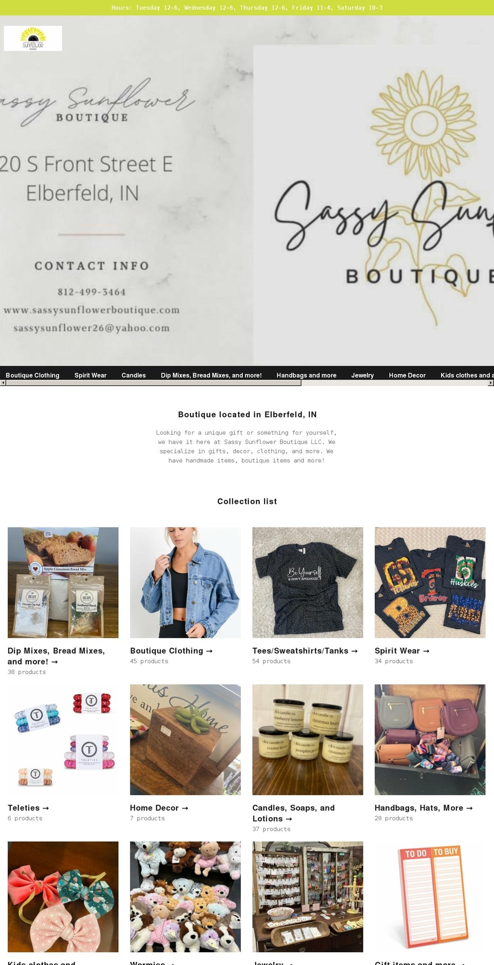 sassysunflowerboutique.com shopify website screenshot