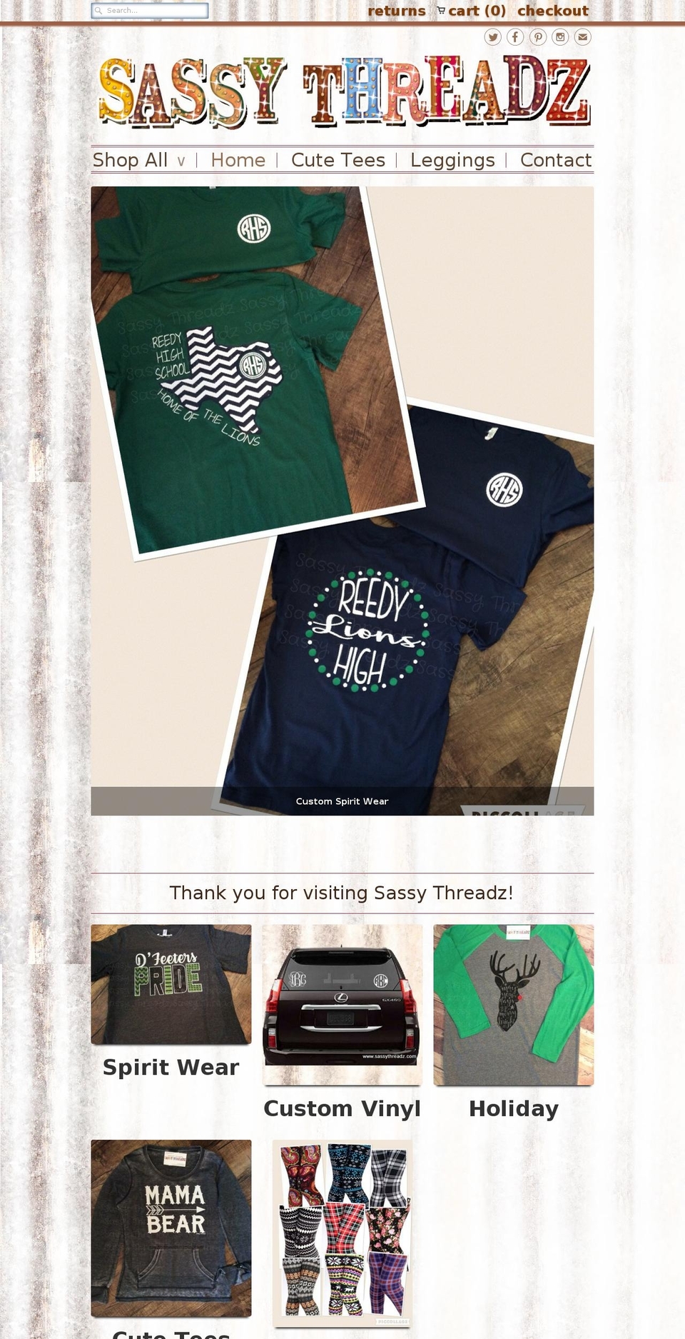 sassythreadz.com shopify website screenshot