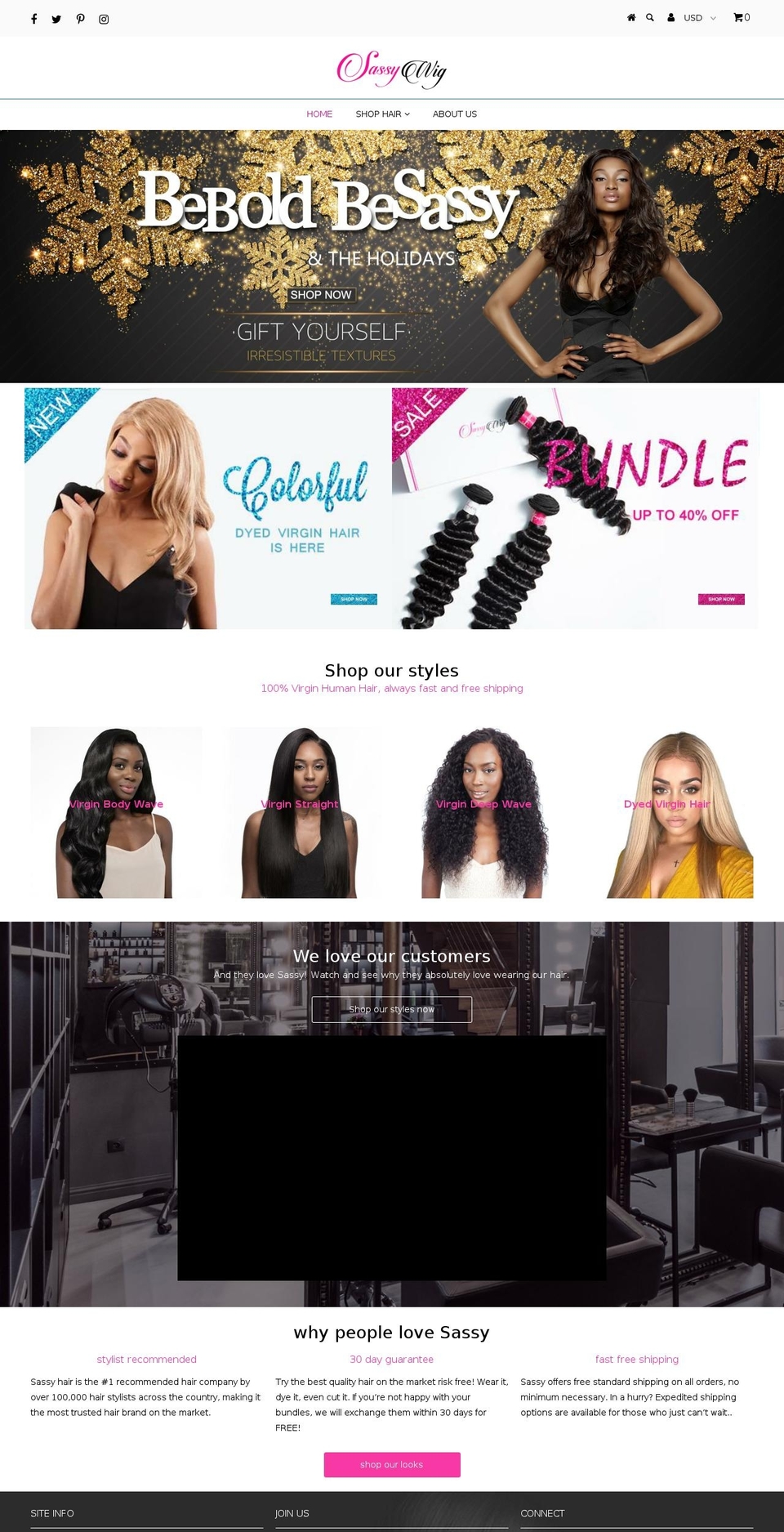 sassywig.com shopify website screenshot