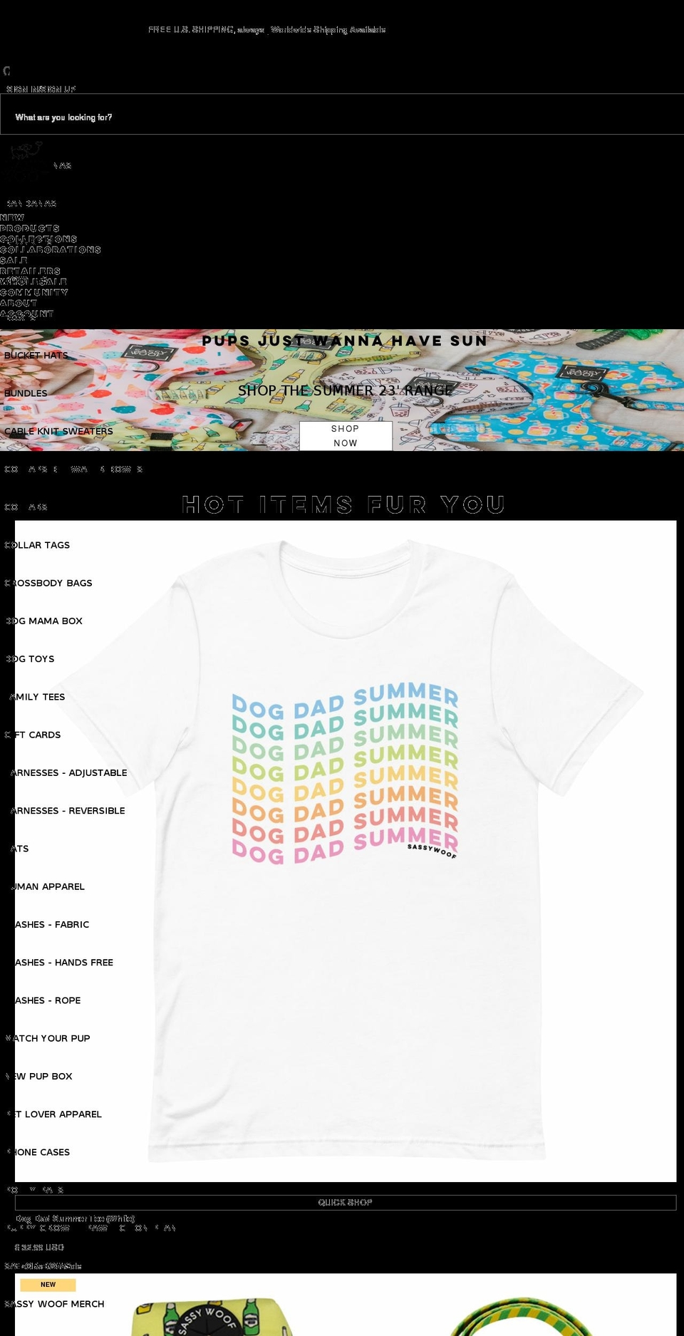 sassywoof.com shopify website screenshot