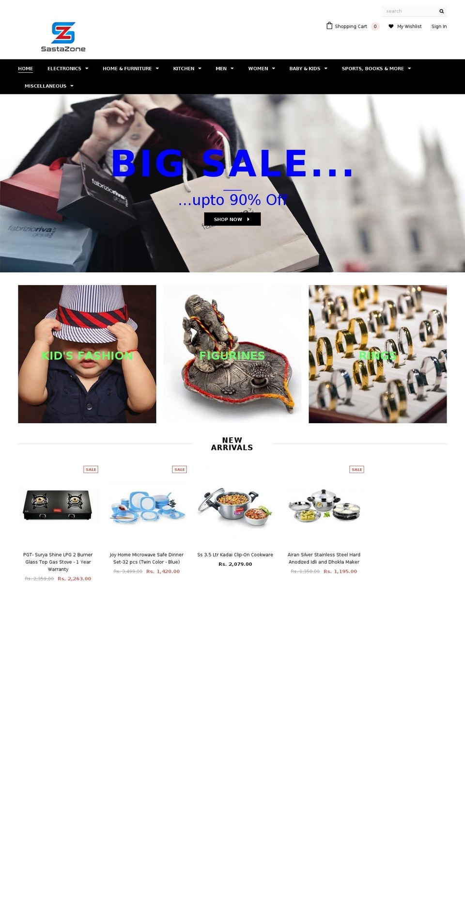 sastazone.com — Shopify storefront screenshot