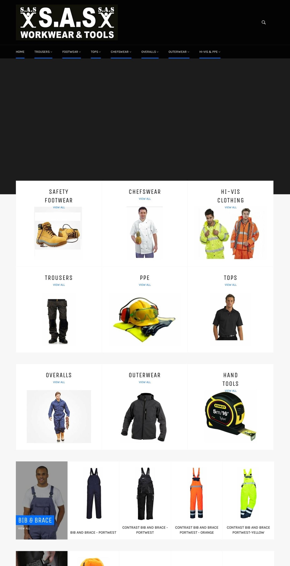 sasworkwear.co.uk shopify website screenshot